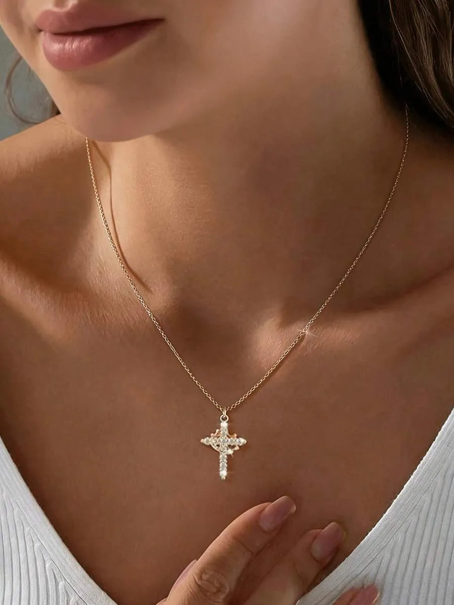 Radiant Gold Cross Pendant Necklace