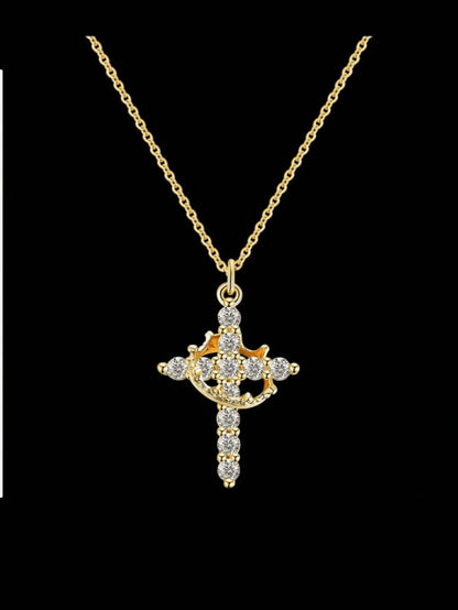 Radiant Gold Cross Pendant Necklace