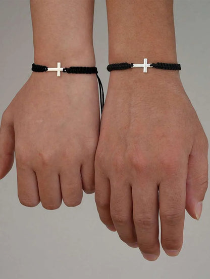 Woven Cross Bracelet – Adjustable Braided Cord