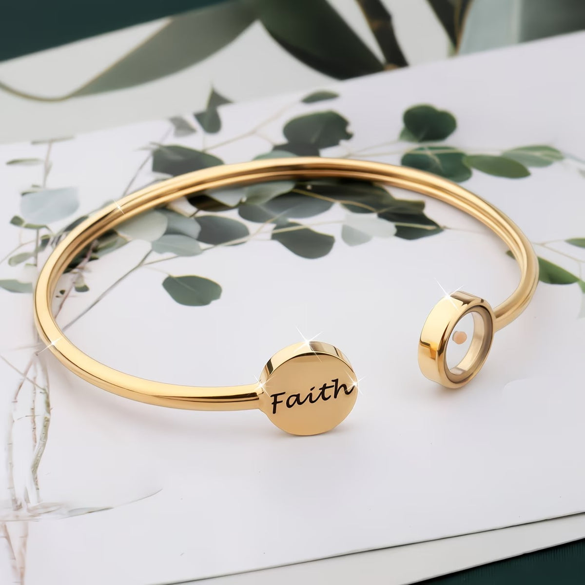 "Faith Over Fear" Mustard Seed Bangle
