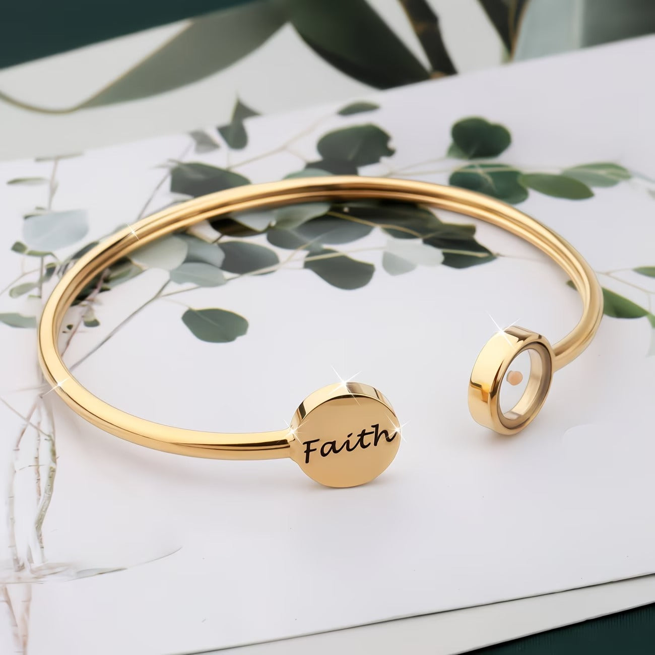 "Faith Over Fear" Mustard Seed Bangle