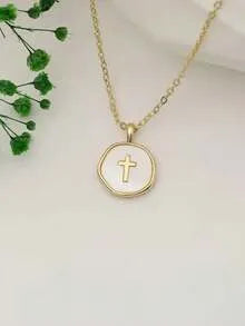 Faith Medallion Necklace – Gold Cross Pendant