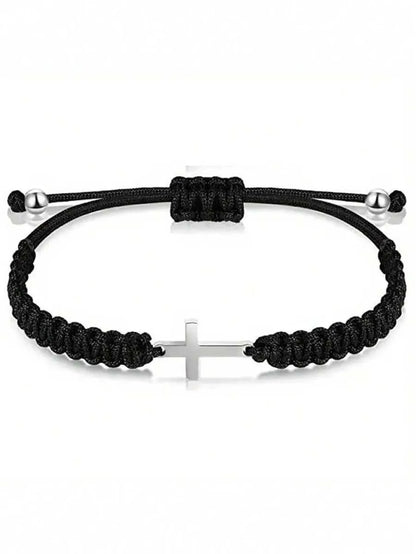Woven Cross Bracelet – Adjustable Braided Cord