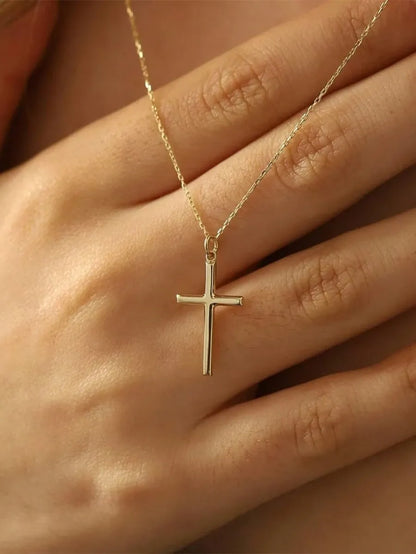 Classic Cross Necklace – Simple Gold Pendant
